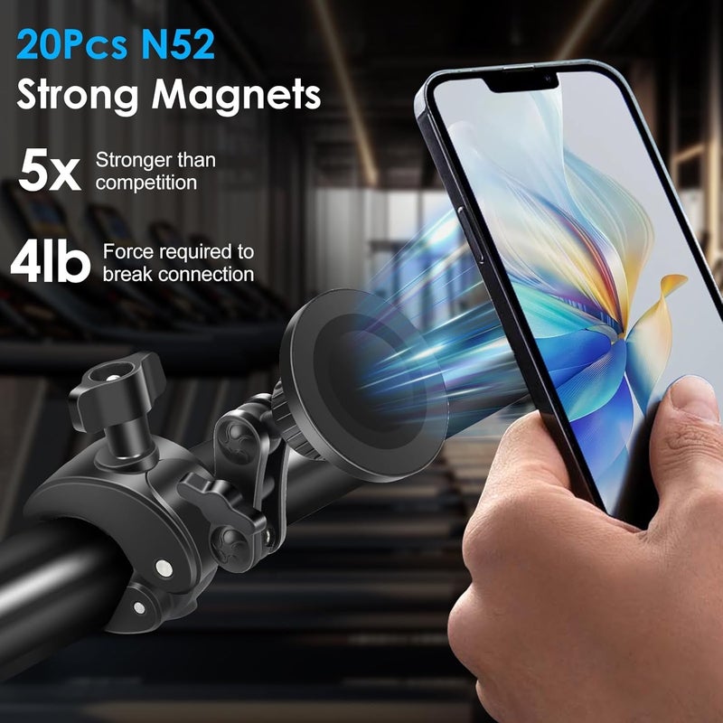 EEEKit Magnetic Bike Phone Handlebar Mount with 5.12' Extension Arm, Clamp Holder for Treadmill, Gym, Fitness Equipment and Dia 0.5-1.57" Rod, Compatible with iPhone and Smartphones - Image 3